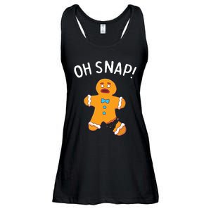 Gingerbread Man Oh Snap Christmas Funny Cookie Baking Gift Short Sleeve Ladies Essential Flowy Tank