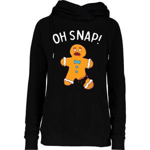 Gingerbread Man Oh Snap Christmas Funny Cookie Baking Gift Short Sleeve Womens Funnel Neck Pullover Hood