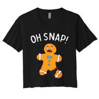 Gingerbread Man Oh Snap Christmas Funny Cookie Baking Gift Short Sleeve Women's Crop Top Tee