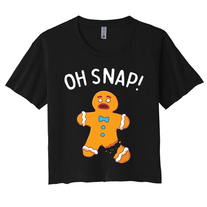 Gingerbread Man Oh Snap Christmas Funny Cookie Baking Gift Short Sleeve Women's Crop Top Tee