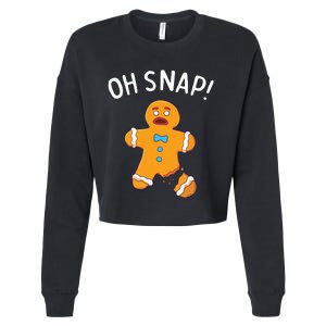 Gingerbread Man Oh Snap Christmas Funny Cookie Baking Gift Short Sleeve Cropped Pullover Crew