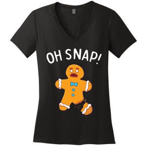 Gingerbread Man Oh Snap Christmas Funny Cookie Baking Gift Short Sleeve Women's V-Neck T-Shirt