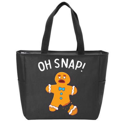 Gingerbread Man Oh Snap Christmas Funny Cookie Baking Gift Short Sleeve Zip Tote Bag