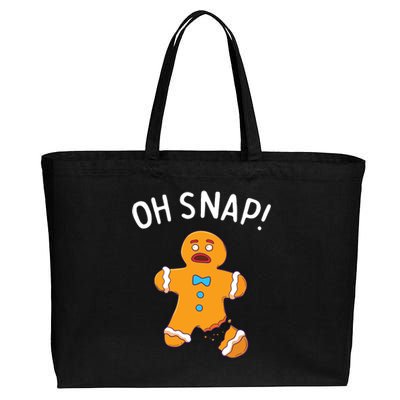 Gingerbread Man Oh Snap Christmas Funny Cookie Baking Gift Short Sleeve Cotton Canvas Jumbo Tote