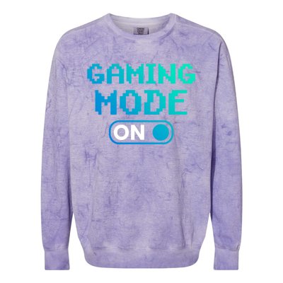 Gaming Mode On Gamers Pixelated Quote Cute Gift Colorblast Crewneck Sweatshirt