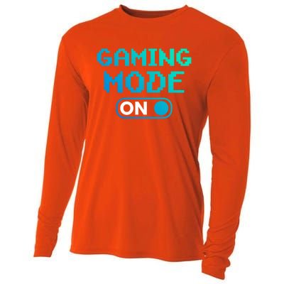 Gaming Mode On Gamers Pixelated Quote Cute Gift Cooling Performance Long Sleeve Crew