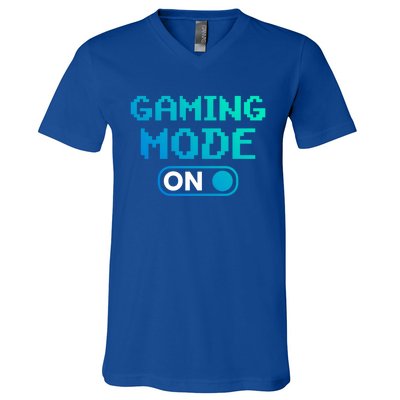 Gaming Mode On Gamers Pixelated Quote Cute Gift V-Neck T-Shirt