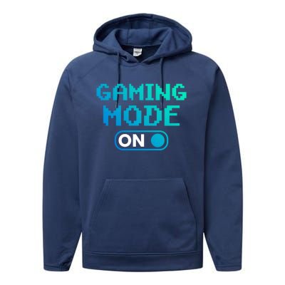 Gaming Mode On Gamers Pixelated Quote Cute Gift Performance Fleece Hoodie