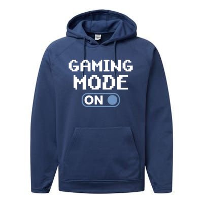 Gaming Mode On Gamers Pixelated Quote Great Gift Performance Fleece Hoodie