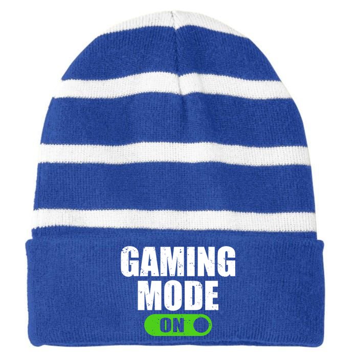 Gaming Mode On Game Lover Gift Striped Beanie with Solid Band