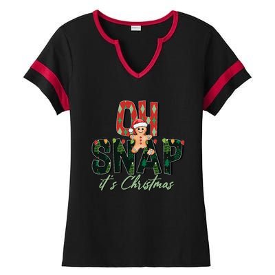 Gingerbread Man Oh Snap Christmas Funny Cookie Baking Ladies Halftime Notch Neck Tee