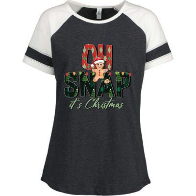 Gingerbread Man Oh Snap Christmas Funny Cookie Baking Enza Ladies Jersey Colorblock Tee