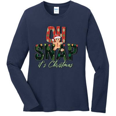 Gingerbread Man Oh Snap Christmas Funny Cookie Baking Ladies Long Sleeve Shirt