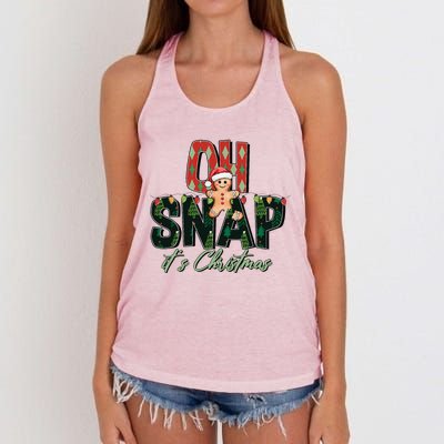 Gingerbread Man Oh Snap Christmas Funny Cookie Baking Women's Knotted Racerback Tank