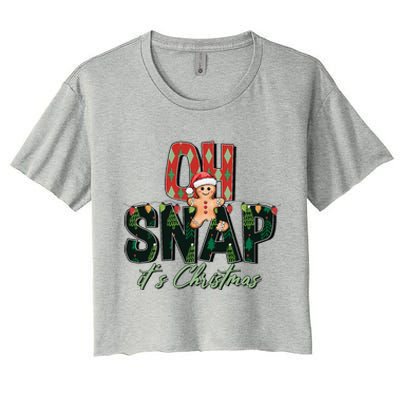 Gingerbread Man Oh Snap Christmas Funny Cookie Baking Women's Crop Top Tee