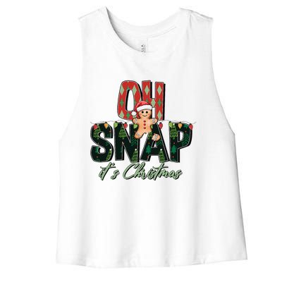 Gingerbread Man Oh Snap Christmas Funny Cookie Baking Women's Racerback Cropped Tank