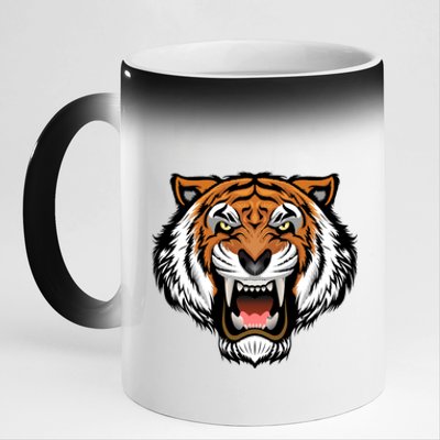 Growling Mouth Open Bengal Tiger 11oz Black Color Changing Mug