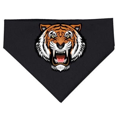 Growling Mouth Open Bengal Tiger USA-Made Doggie Bandana