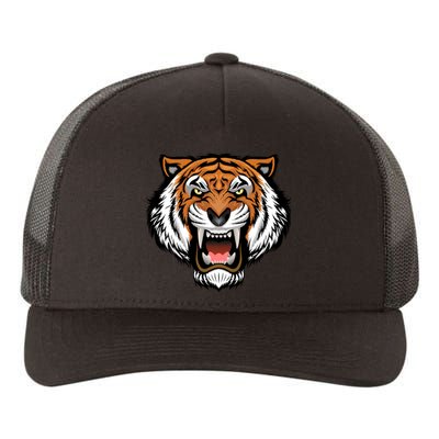 Growling Mouth Open Bengal Tiger Yupoong Adult 5-Panel Trucker Hat