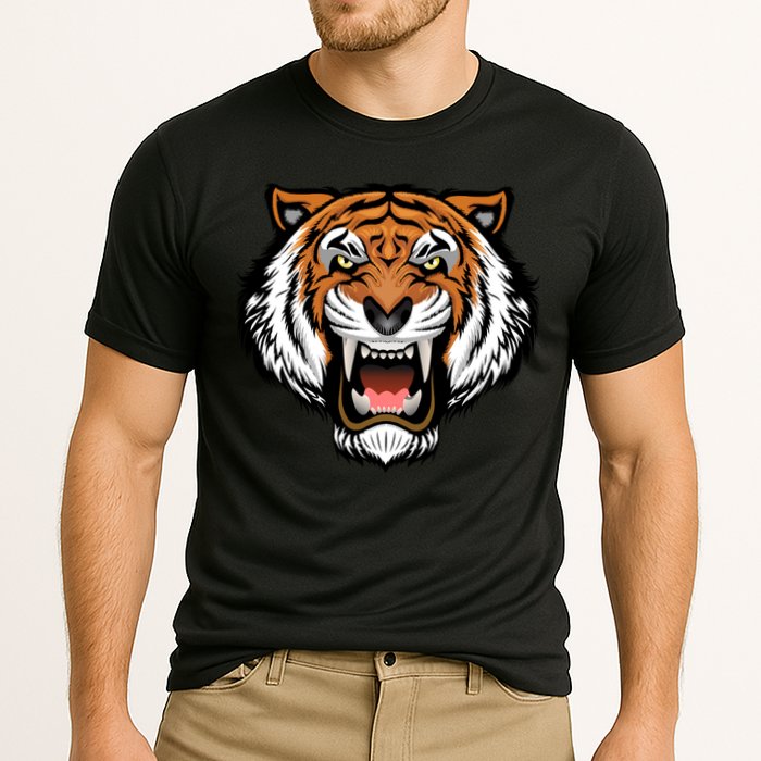 Growling Mouth Open Bengal Tiger Cooling Performance Crew T-Shirt