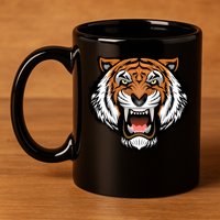 Growling Mouth Open Bengal Tiger 11oz C Handle Ceramic Mug