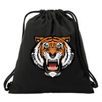 Growling Mouth Open Bengal Tiger Drawstring Bag