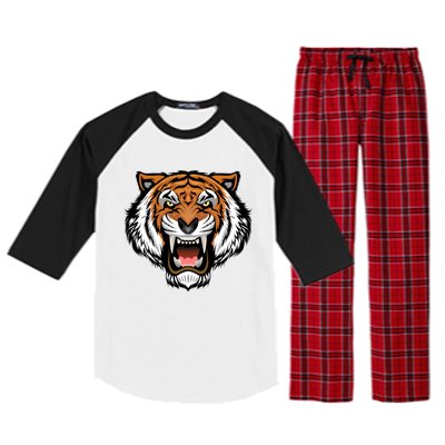 Growling Mouth Open Bengal Tiger Raglan Sleeve Pajama Set