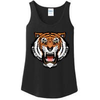 Growling Mouth Open Bengal Tiger Ladies Essential Tank