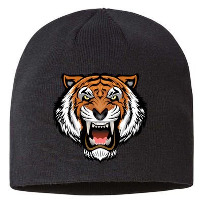 Growling Mouth Open Bengal Tiger Sustainable Beanie