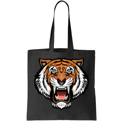 Growling Mouth Open Bengal Tiger Tote Bag