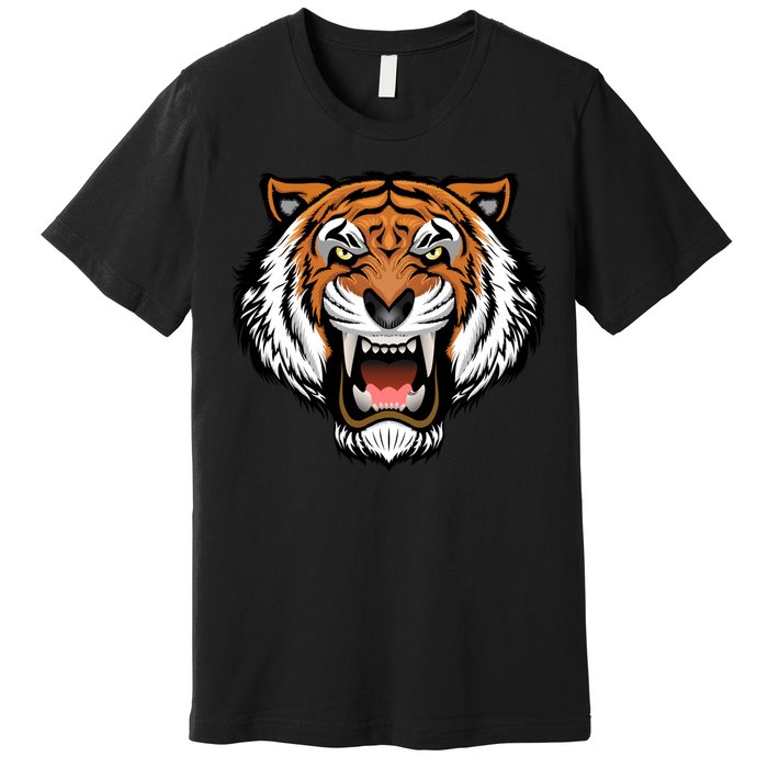 Growling Mouth Open Bengal Tiger Premium T-Shirt