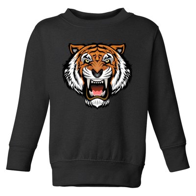 Growling Mouth Open Bengal Tiger Toddler Sweatshirt