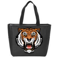 Growling Mouth Open Bengal Tiger Zip Tote Bag