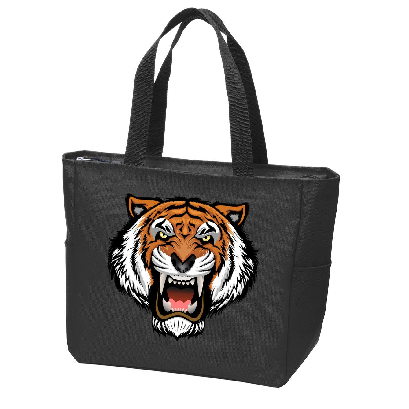 Growling Mouth Open Bengal Tiger Zip Tote Bag