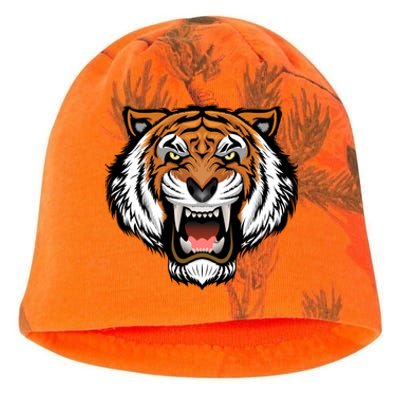 Growling Mouth Open Bengal Tiger Kati - Camo Knit Beanie