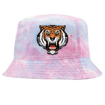 Growling Mouth Open Bengal Tiger Tie-Dyed Bucket Hat