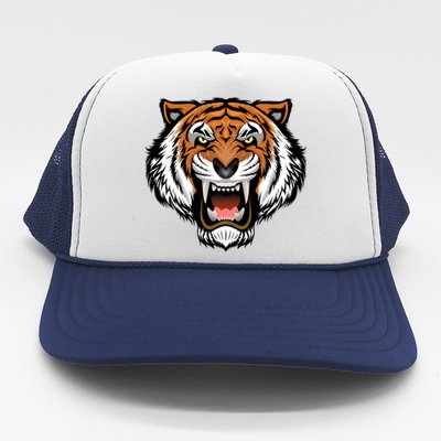 Growling Mouth Open Bengal Tiger Trucker Hat