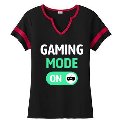 Gaming Mode On Cool Unique Gamer Video Games Fun Gift Ladies Halftime Notch Neck Tee