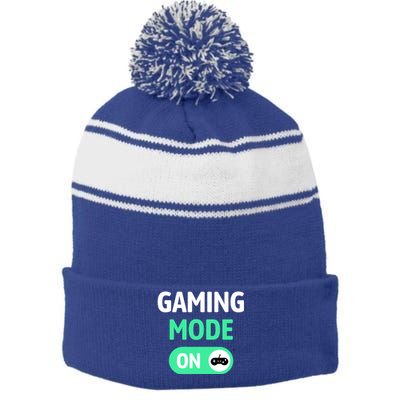 Gaming Mode On Cool Unique Gamer Video Games Fun Gift Stripe Pom Pom Beanie