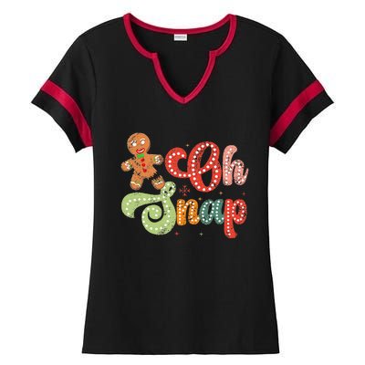 Gingerbread Man Oh Snap Christmas Ladies Halftime Notch Neck Tee