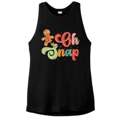 Gingerbread Man Oh Snap Christmas Ladies PosiCharge Tri-Blend Wicking Tank