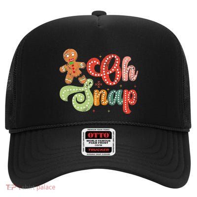 Gingerbread Man Oh Snap Christmas High Crown Mesh Back Trucker Hat