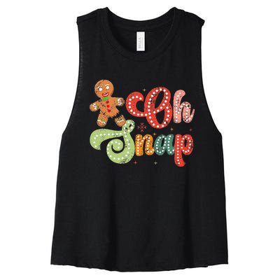 Gingerbread Man Oh Snap Christmas Women's Racerback Cropped Tank