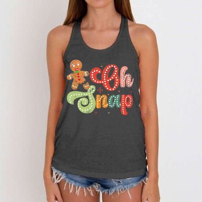 Gingerbread Man Oh Snap Christmas Women's Knotted Racerback Tank