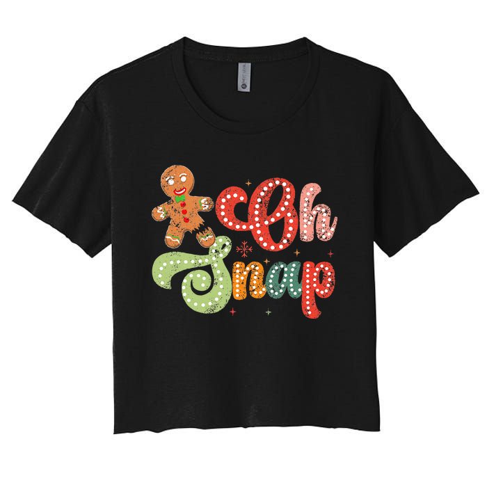 Gingerbread Man Oh Snap Christmas Women's Crop Top Tee