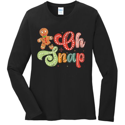 Gingerbread Man Oh Snap Christmas Ladies Long Sleeve Shirt