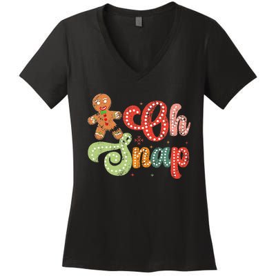 Gingerbread Man Oh Snap Christmas Women's V-Neck T-Shirt