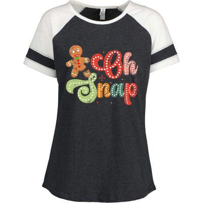 Gingerbread Man Oh Snap Christmas Enza Ladies Jersey Colorblock Tee