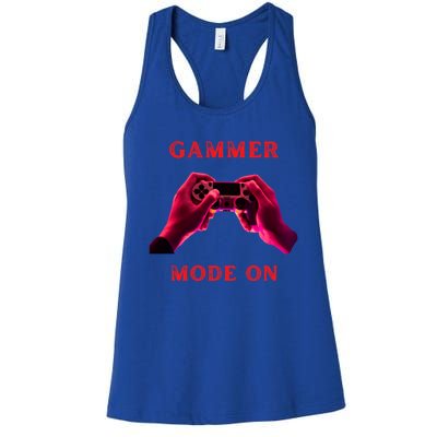 Gammer Mode On Fummy Gamer Saying Gift Women's Racerback Tank