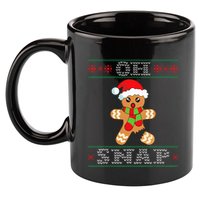 Gingerbread Man Oh Snap Funny Christmas Ugly Sweater 11oz C Handle Ceramic Mug